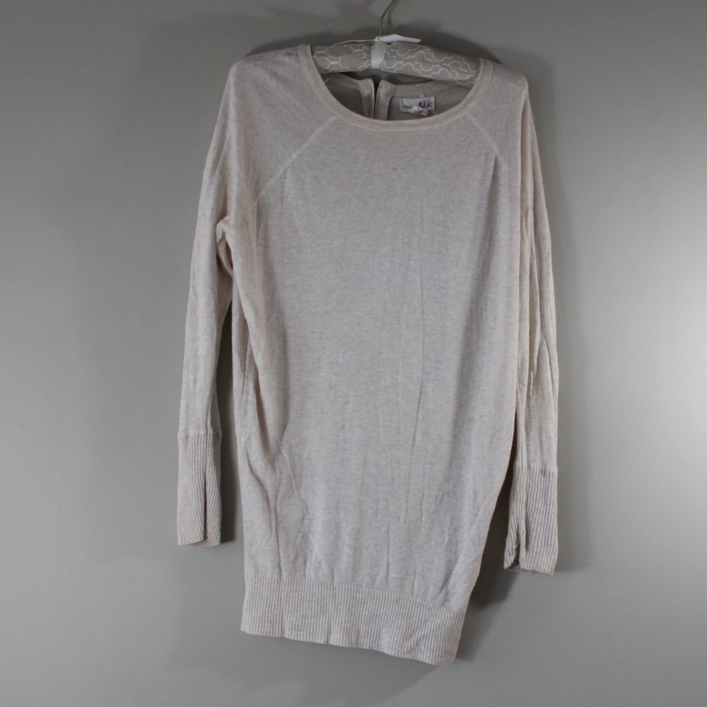 Shrinking Violet Crew Neck Long Sleeved Light Sweater Top - Size XS, Tan/Sand